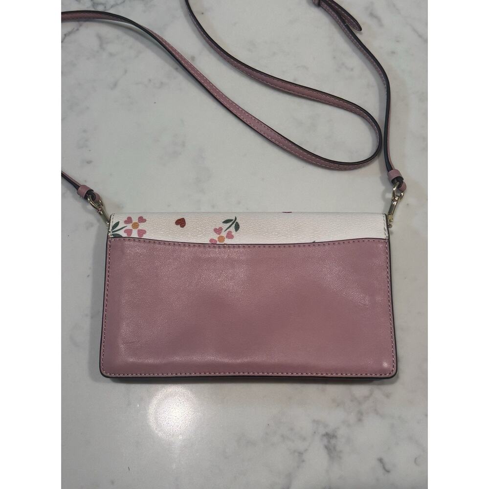 Coach Anna Foldover Clutch Crossbody Bag With Heart Petal Print EUC - Picture 9 of 12